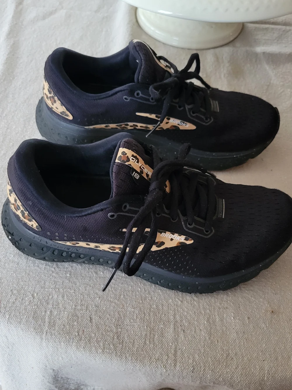 Brooks Women's Black Running Shoes with Leopard Accent - Picture 3 of 9